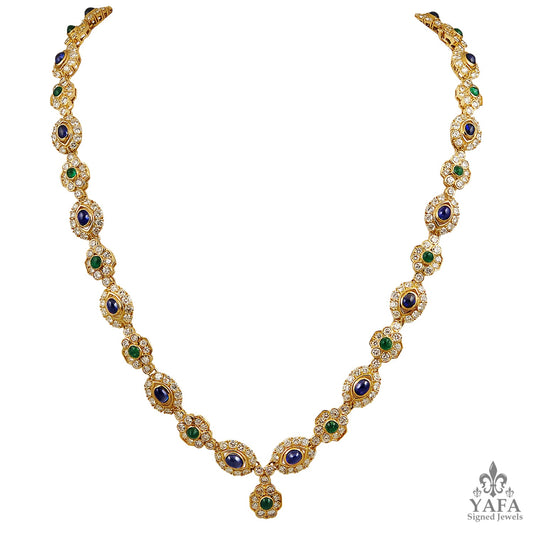 HARRY WINSTON Diamond & Cabochon Emerald,Sapphire Necklace/Bracelet