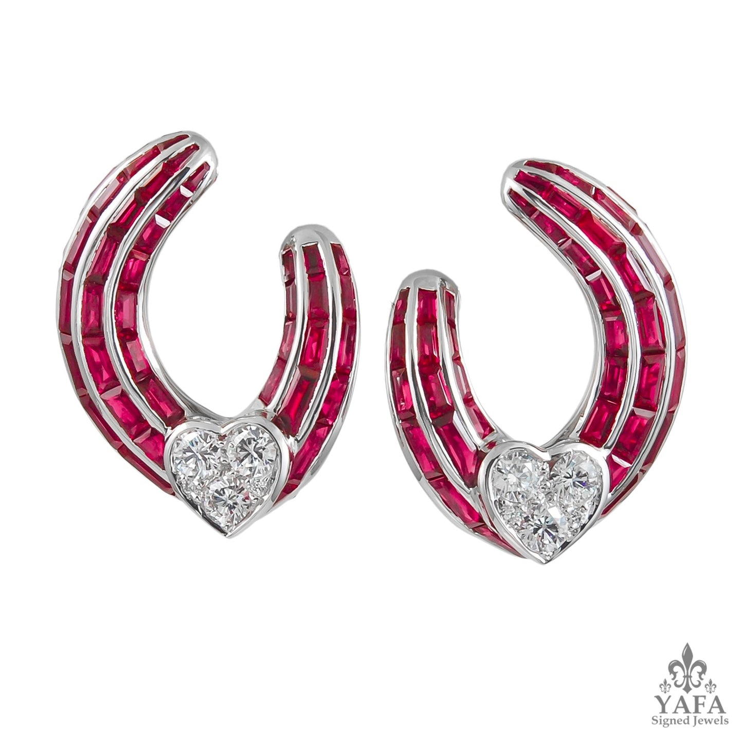 GRAFF Ruby Diamond Heart Hoop Earrings