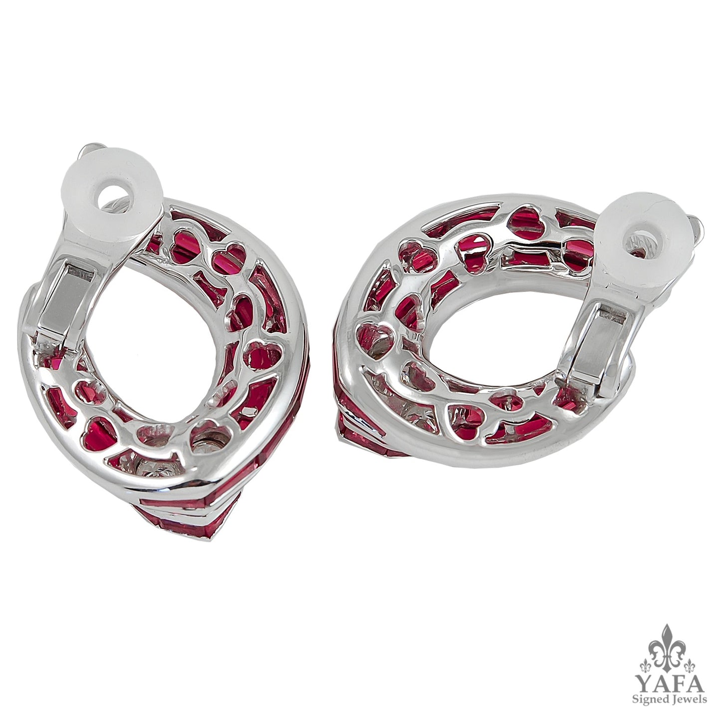 GRAFF Ruby Diamond Heart Hoop Earrings
