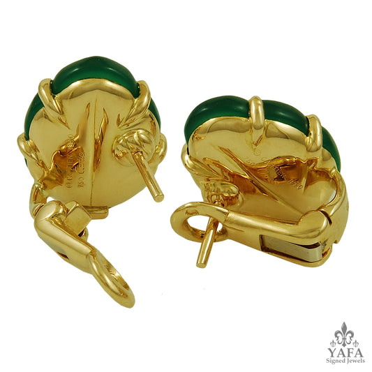 CARTIER Diamond Chrysoprase Earrings