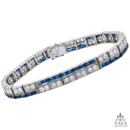 Art Deco VAN CLEEF & ARPELS Diamond & Sapphire Bracelet