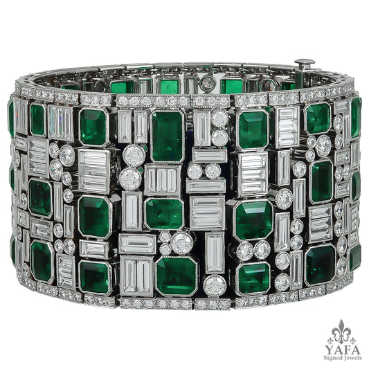 Platinum Diamond & Emerald Bracelet