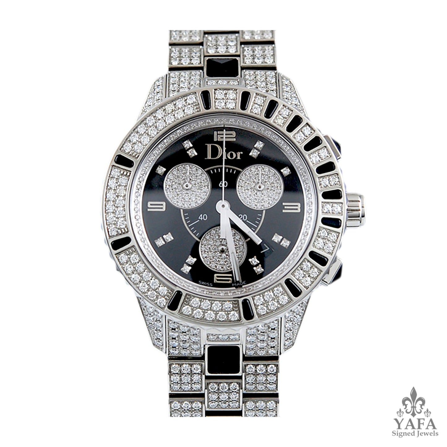 Christian Dior Diamond & Onyx Wrist Watch