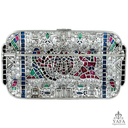 Art Deco Diamond & Gem Set Brooch