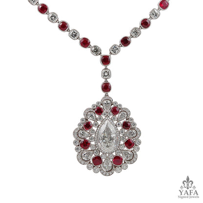 Contemporary Diamond Ruby Sautoir Necklace