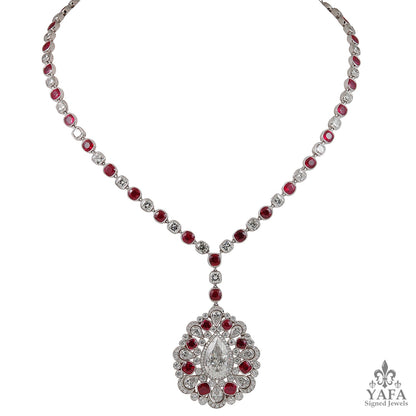 Contemporary Diamond Ruby Sautoir Necklace