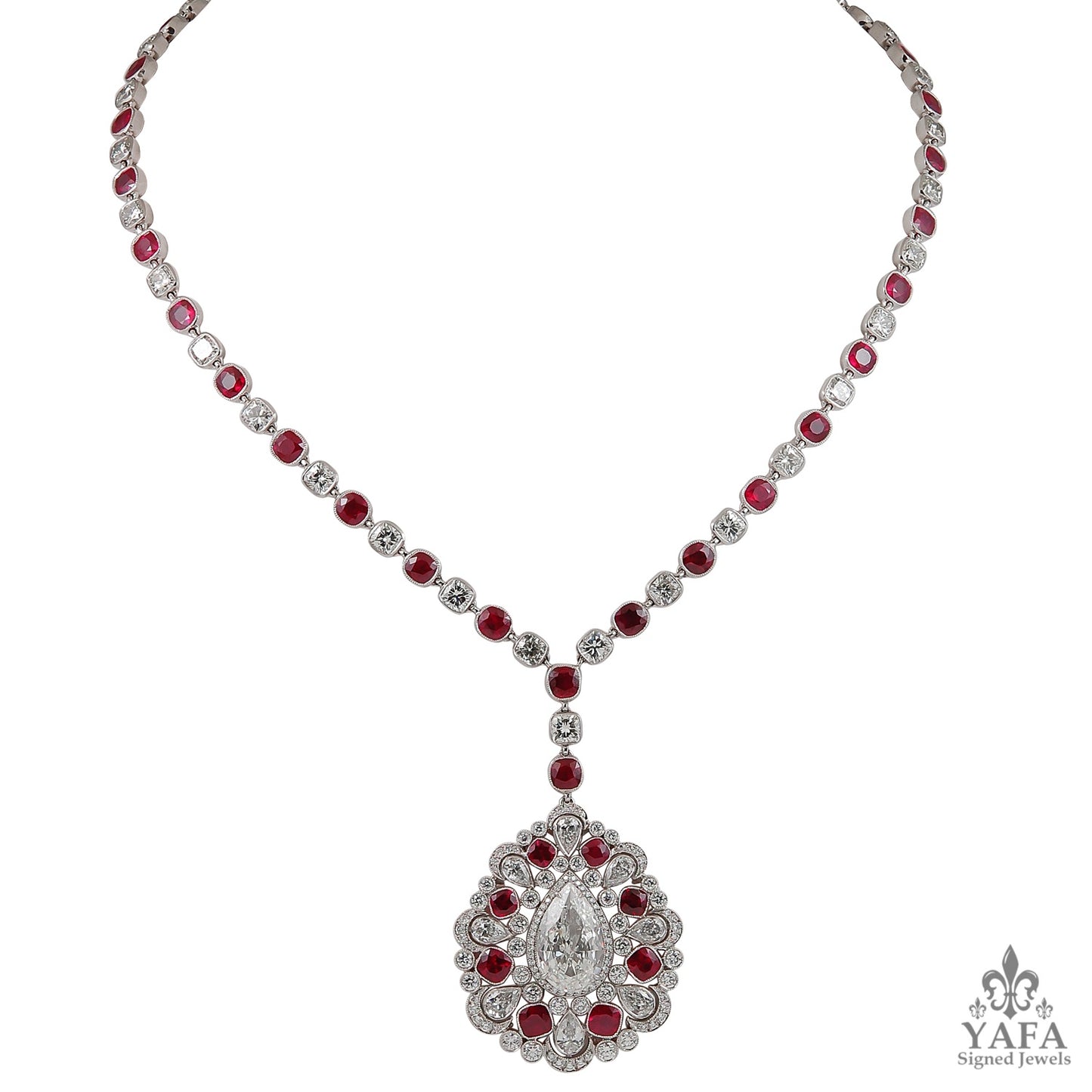 Contemporary Diamond Ruby Sautoir Necklace