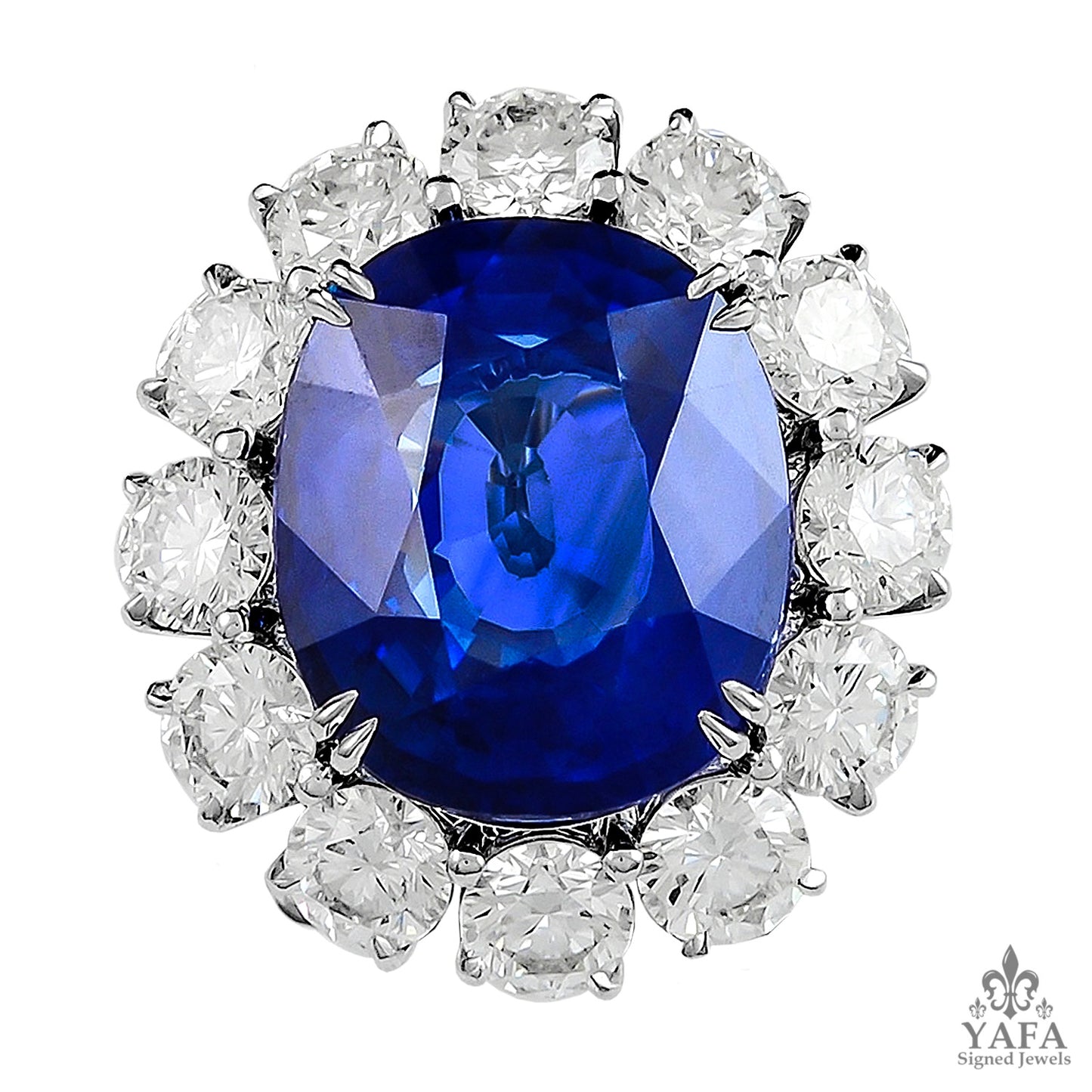 Contemporary Cushion Cut Sapphire Diamond Ring 16.80 cts