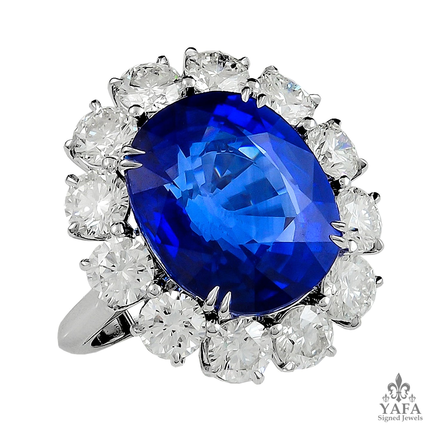 Contemporary Cushion Cut Sapphire Diamond Ring 16.80 cts