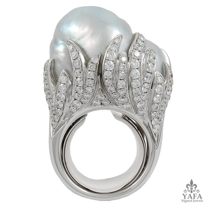 Baroque Pearl Diamond Ring