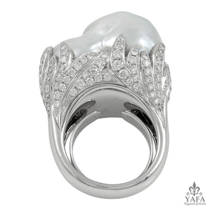 Baroque Pearl Diamond Ring