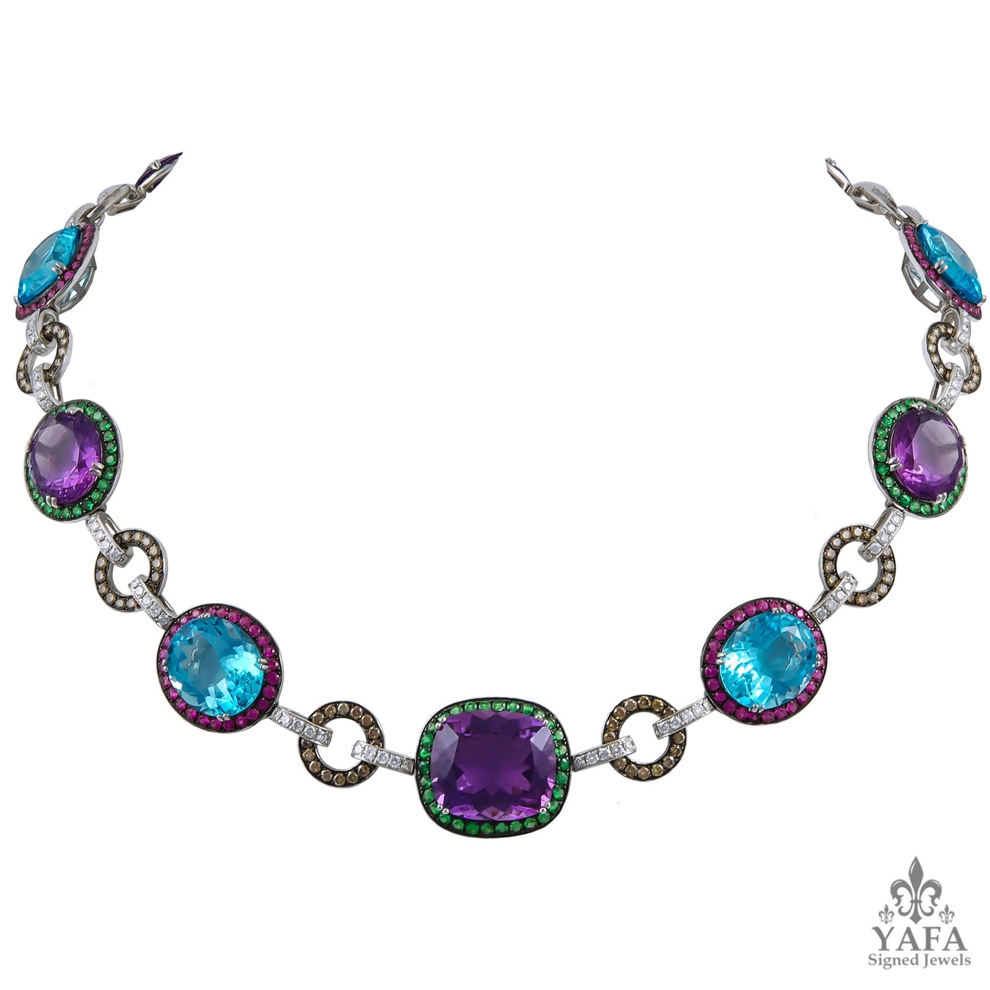 Diamond and Semi-Precious Colored Stones Necklace