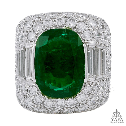 FRED LEIGHTON Diamond Emerald Bombe Ring