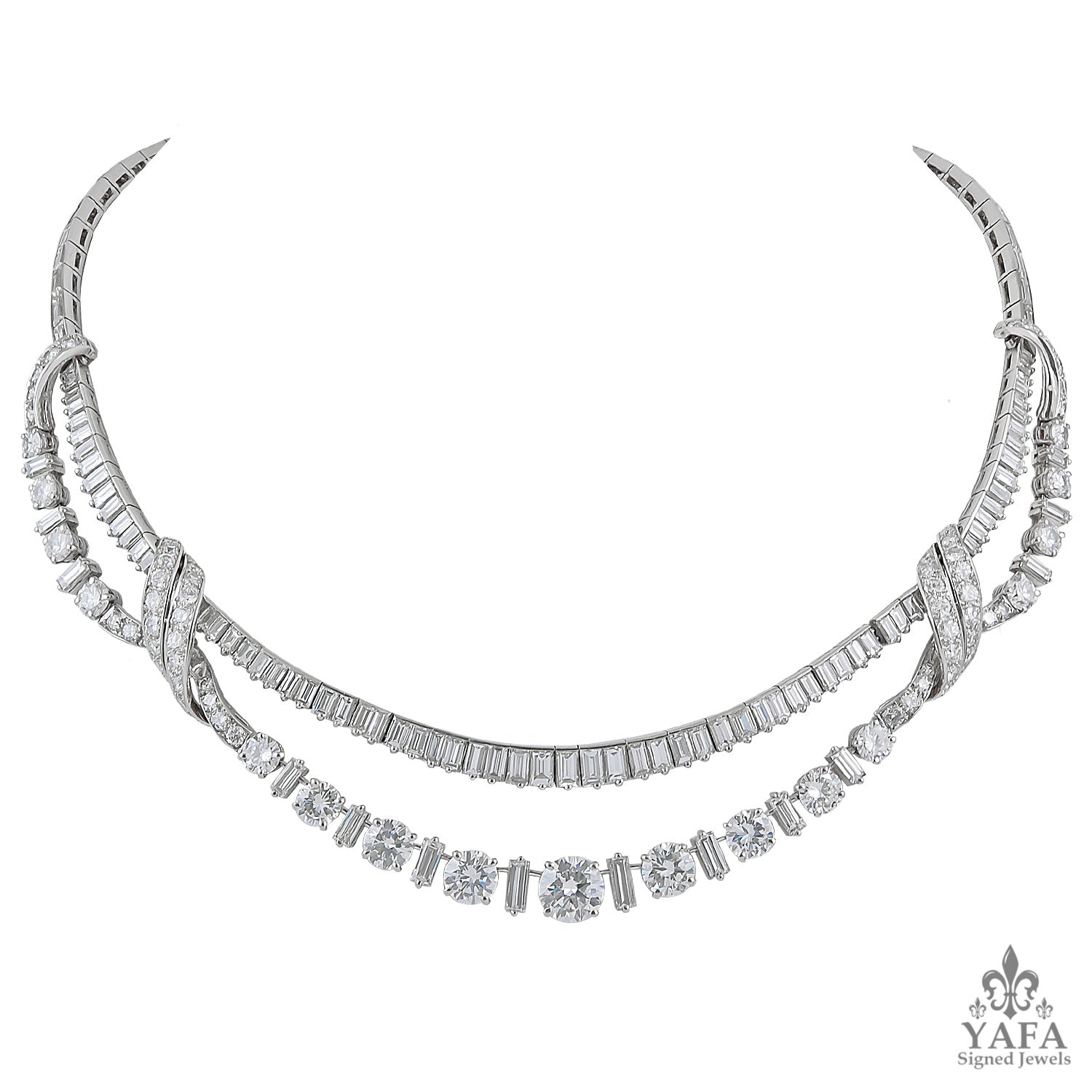 Platinum necklace with diamonds, contemporary, bespoke & modern - Sue Lane