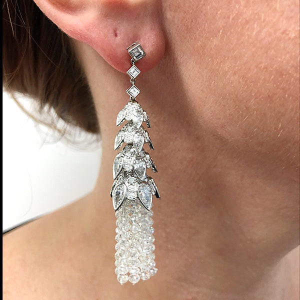 Contemporary Diamond Tassel Earrings