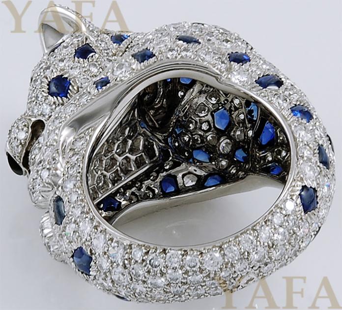 CARTIER Diamond, Sapphire, Onyx and Emerald Panther Ring