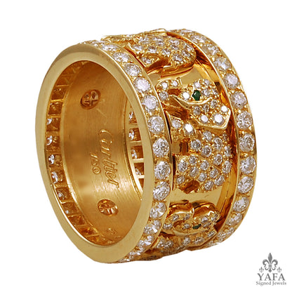 CARTIER Diamond and Emerald Elephant Wedding Ring
