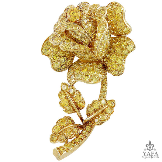 VAN CLEEF & ARPELS Yellow Diamond Flower Brooch