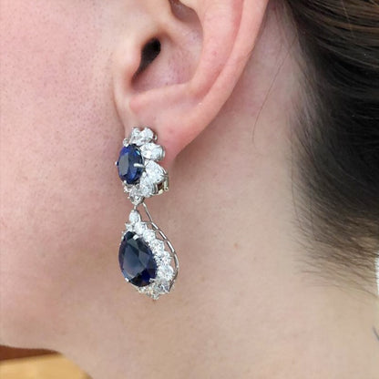 Contemporary Sapphire Diamond Detachable Drop Earrings