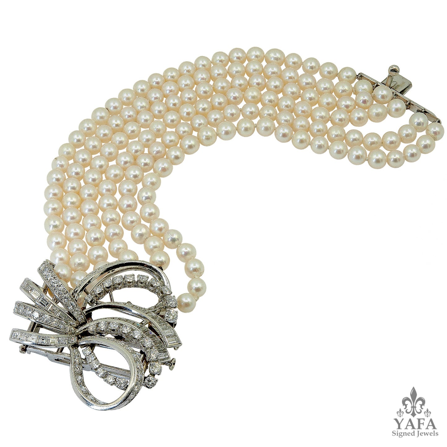 BOUCHERON Pearl, Diamond Brooch Bracelet