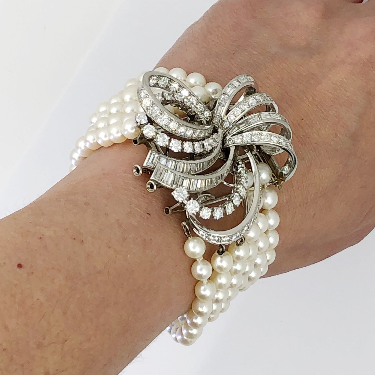 BOUCHERON Pearl, Diamond Brooch Bracelet