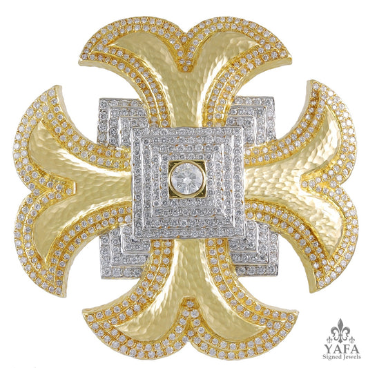 DAVID WEBB Maltese Cross Diamond Brooch