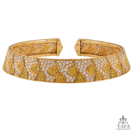 VAN CLEEF & ARPELS Fancy Yellow, White Diamond Collar Necklace