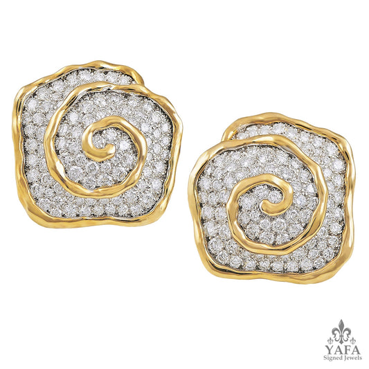 VAN CLEEF & ARPELS Diamond Pave Abstract Earrings