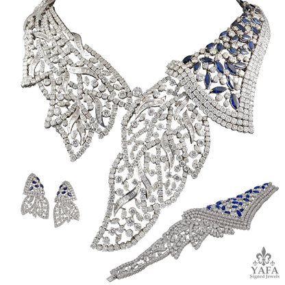 18k Gold Diamond,Sapphire Suite Necklace