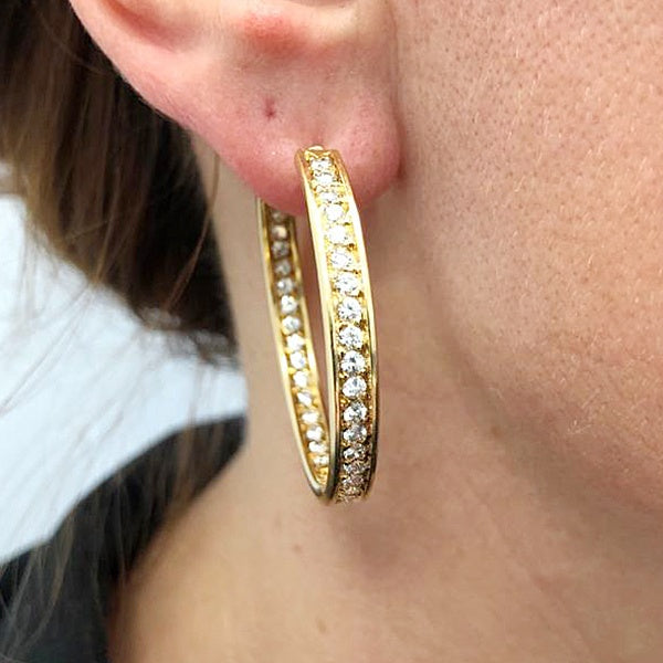 CARTIER Diamond Torqued Hoop Earrings