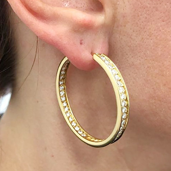 CARTIER Diamond Torqued Hoop Earrings