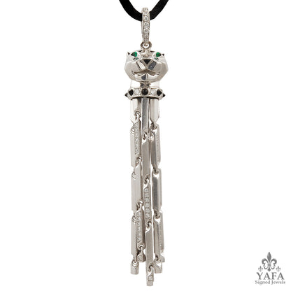 CARTIER Diamond,Onyx, Emerald Panther Tassel Necklace