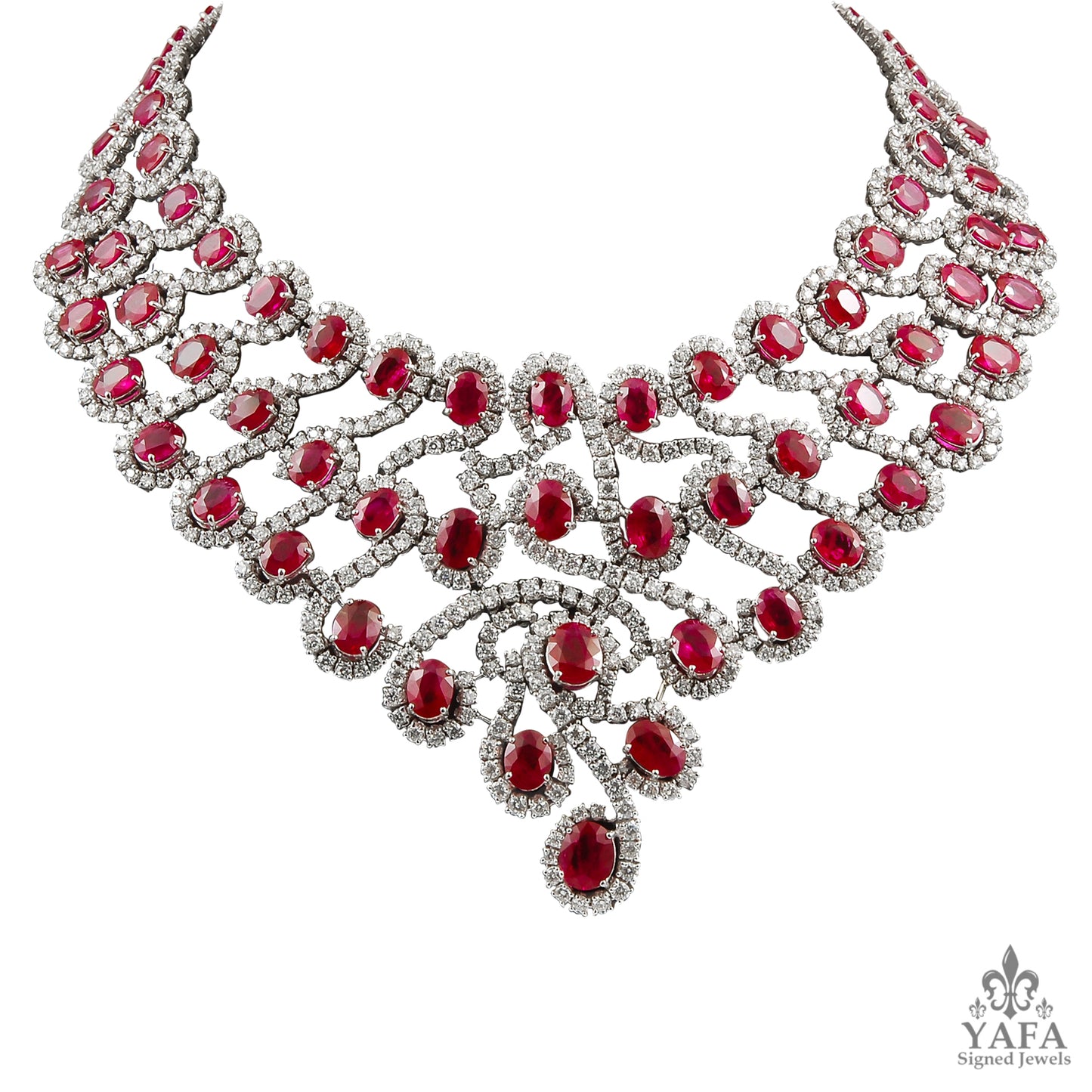 18k Gold Diamond,Ruby Necklace