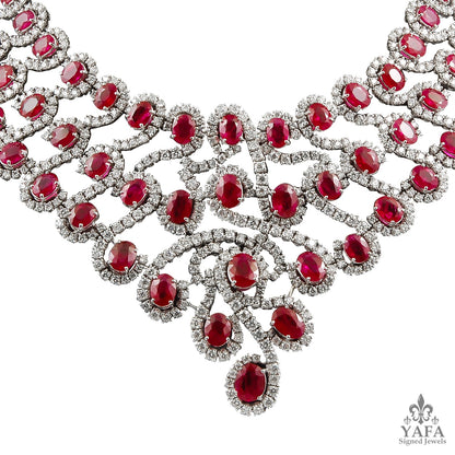 18k Gold Diamond,Ruby Necklace