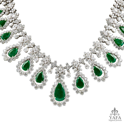 Two Tone Diamond, Emerald Necklace