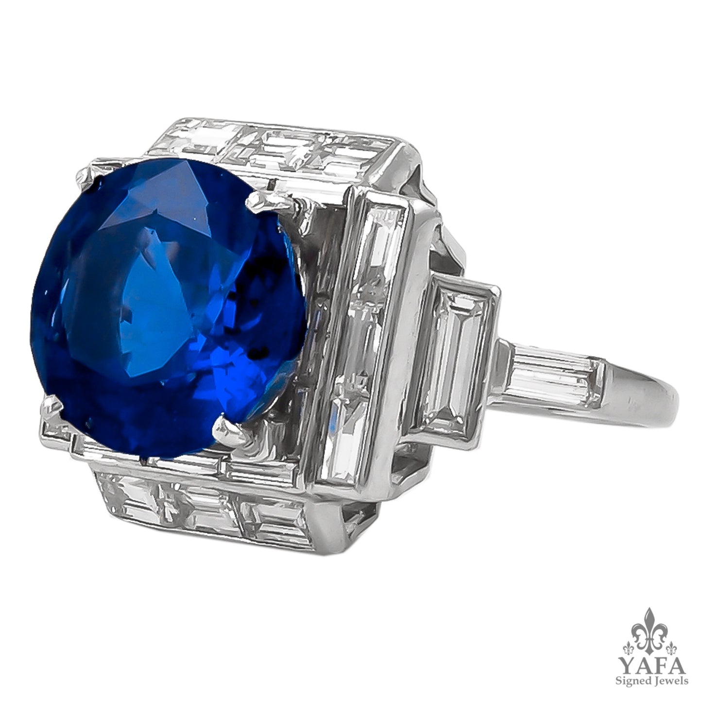 Contemporary Ceylon Sapphire Diamond Ring 10.64 cts