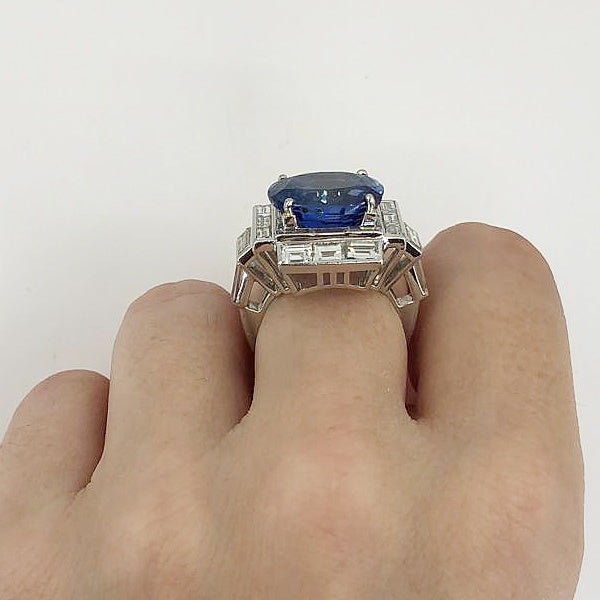 Contemporary Ceylon Sapphire Diamond Ring 10.64 cts