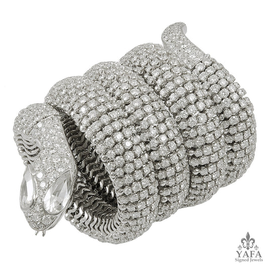 Contemporary Diamond Coiled Serpent Bracelet