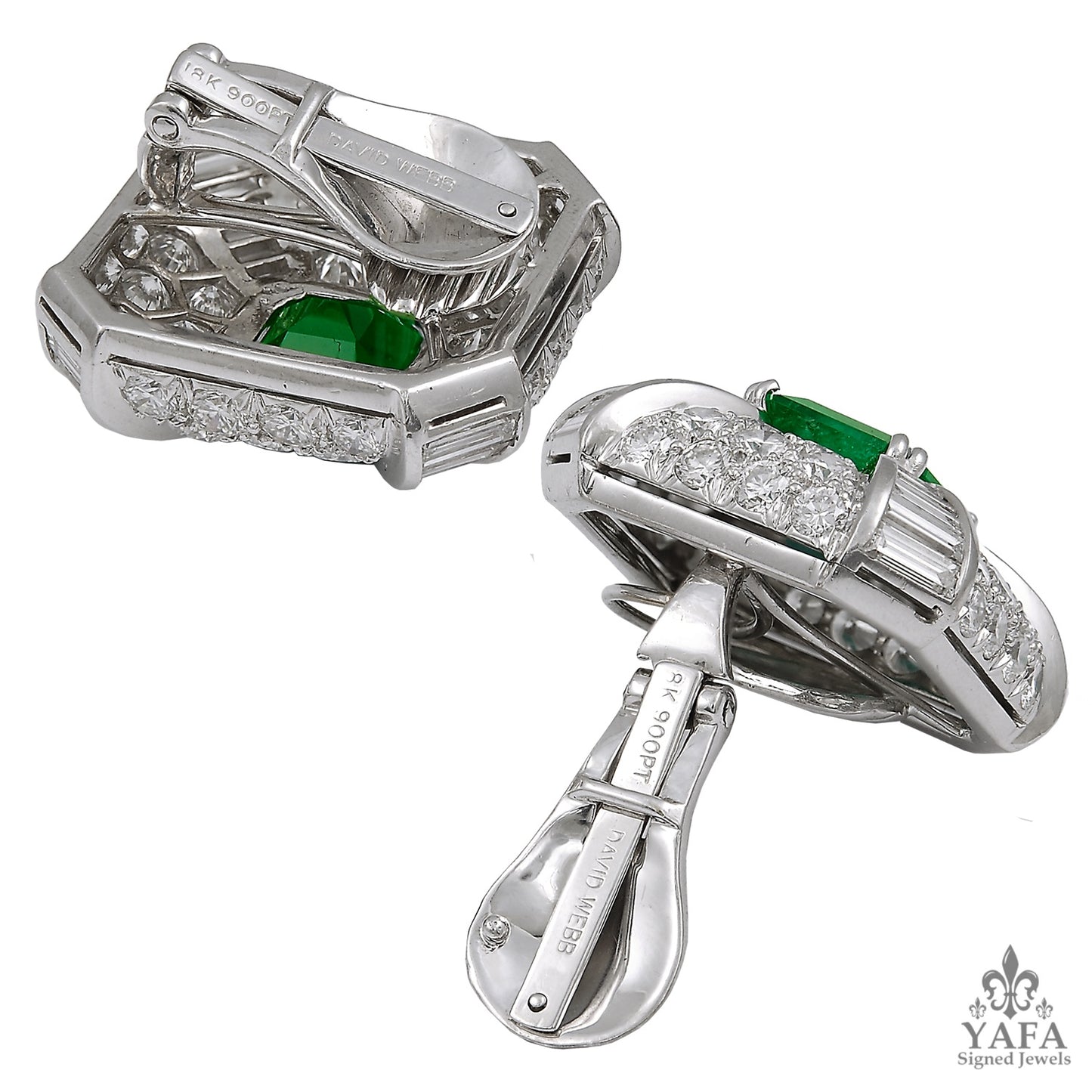 DAVID WEBB Two Tone Diamond, Emerald Earrings
