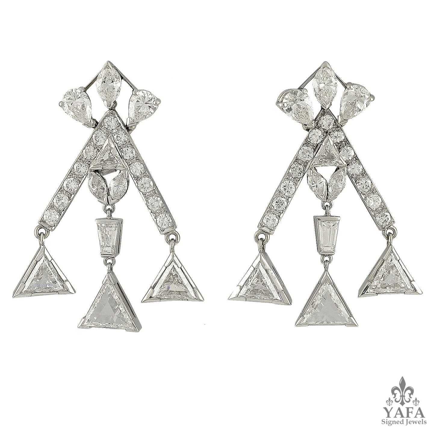 Platinum Triangular Shape Diamond Earrings