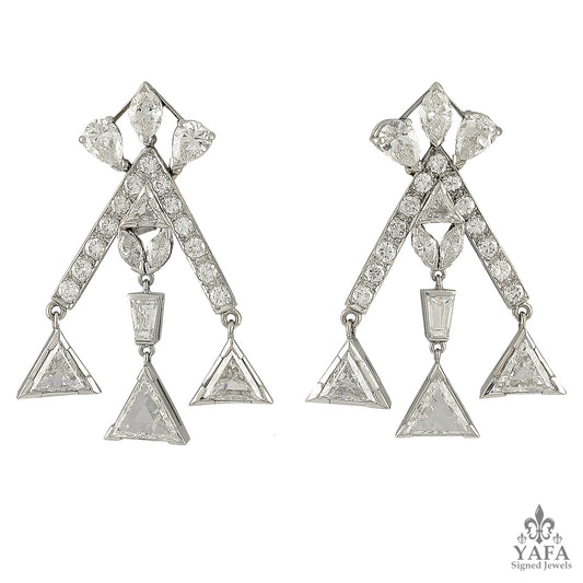 Platinum Triangular Shape Diamond Earrings