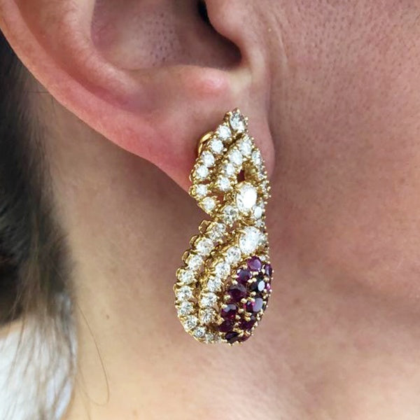 M GERARD Diamond Ruby Drop  Earrings