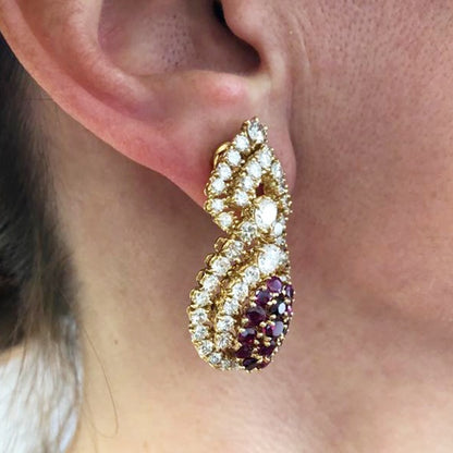 M GERARD Diamond Ruby Drop  Earrings