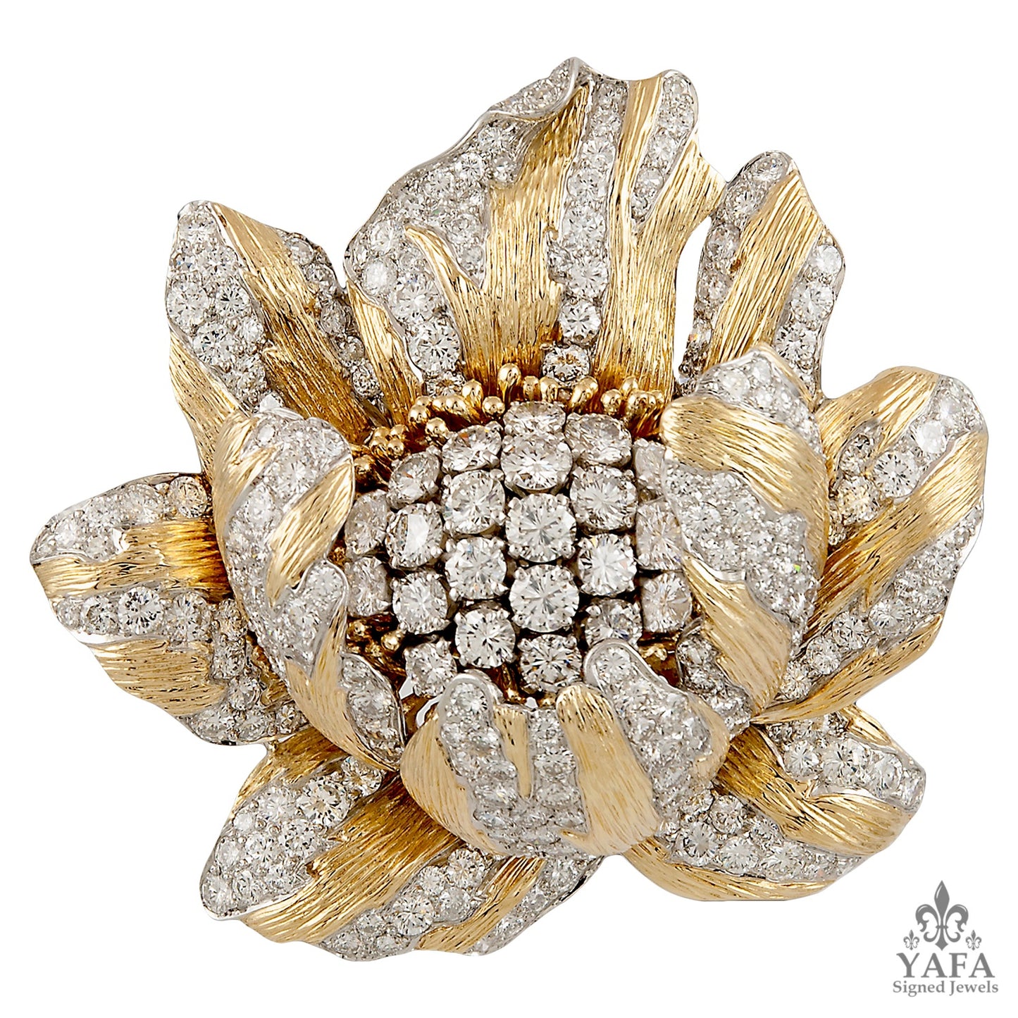 DAVID WEBB Diamond Buttercup Flower Brooch