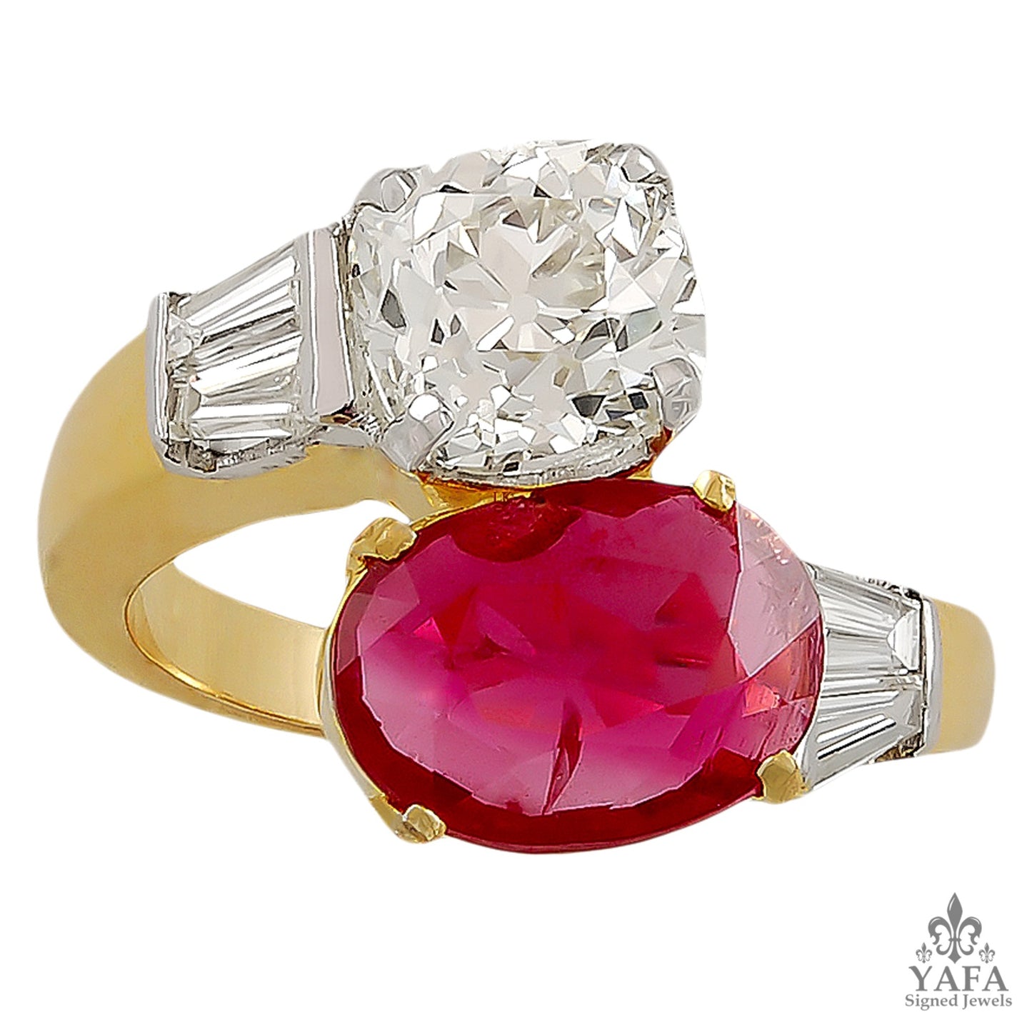 18K Gold Ruby, Diamond Ring