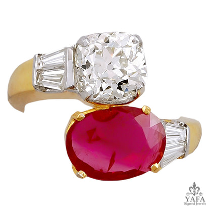 18K Gold Ruby, Diamond Ring