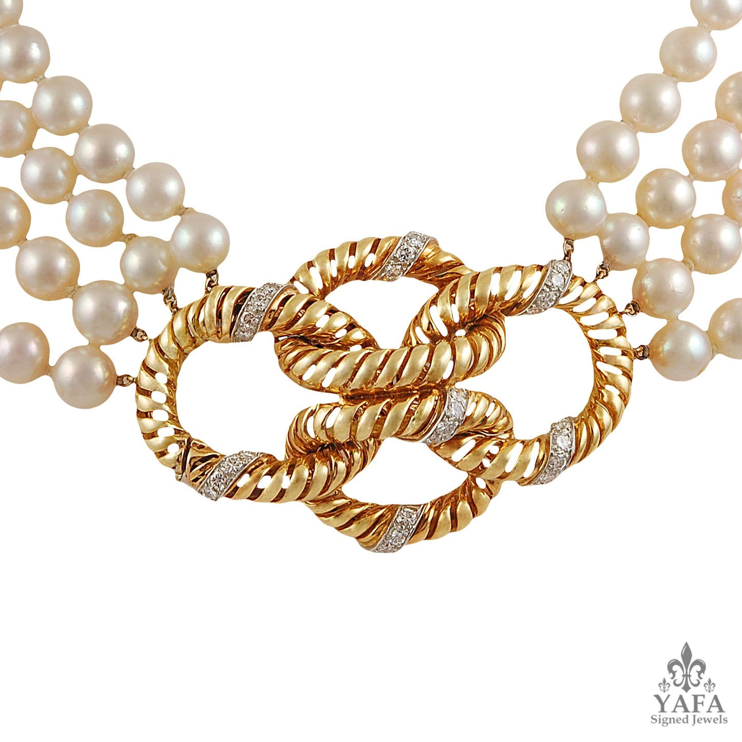 VAN CLEEF & ARPELS Diamond, 4 Row Pearl Necklace