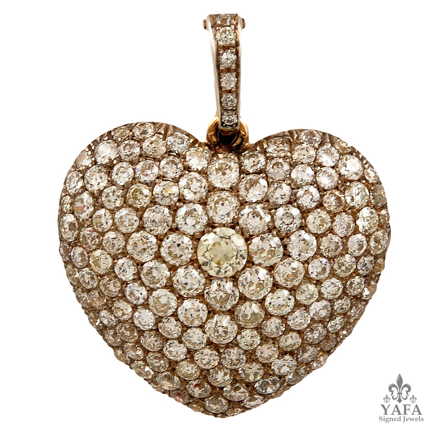 Victorian 18k Gold Diamond Heart Pendant