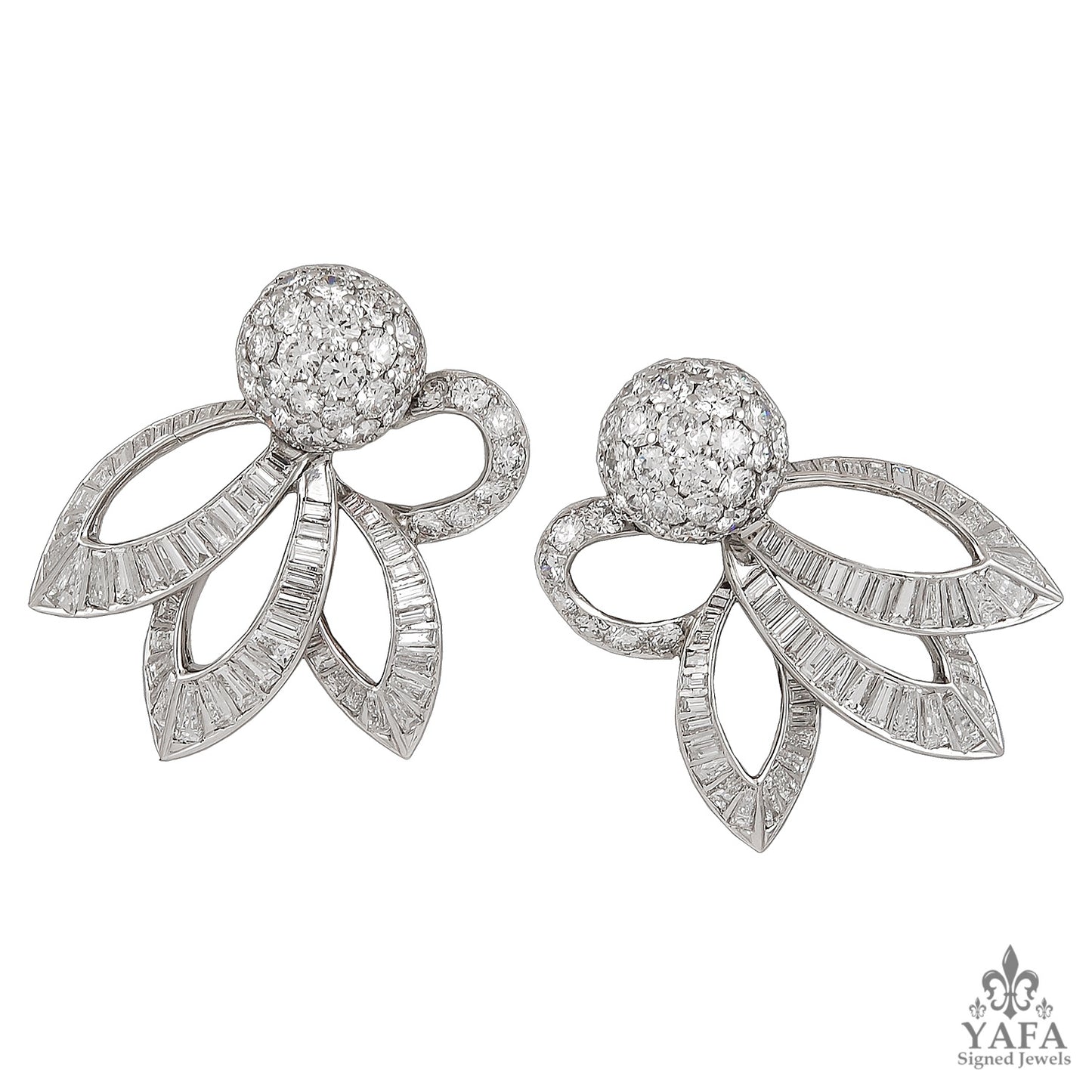 CARTIER Mid-Century Diamond Boule Earrings