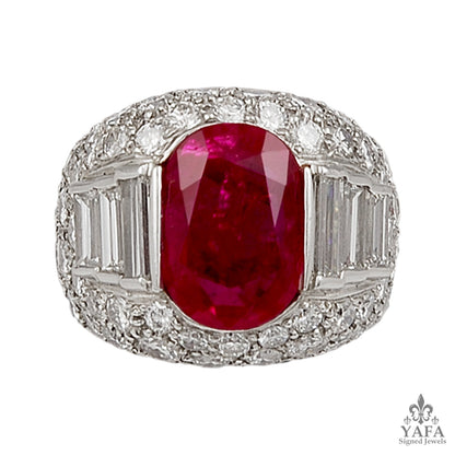 Platinum Burma Ruby, Diamond Ring